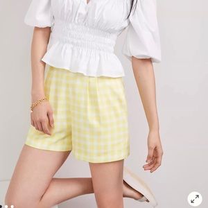 BNWT Anthropologie Pleated Gingham Shorts
